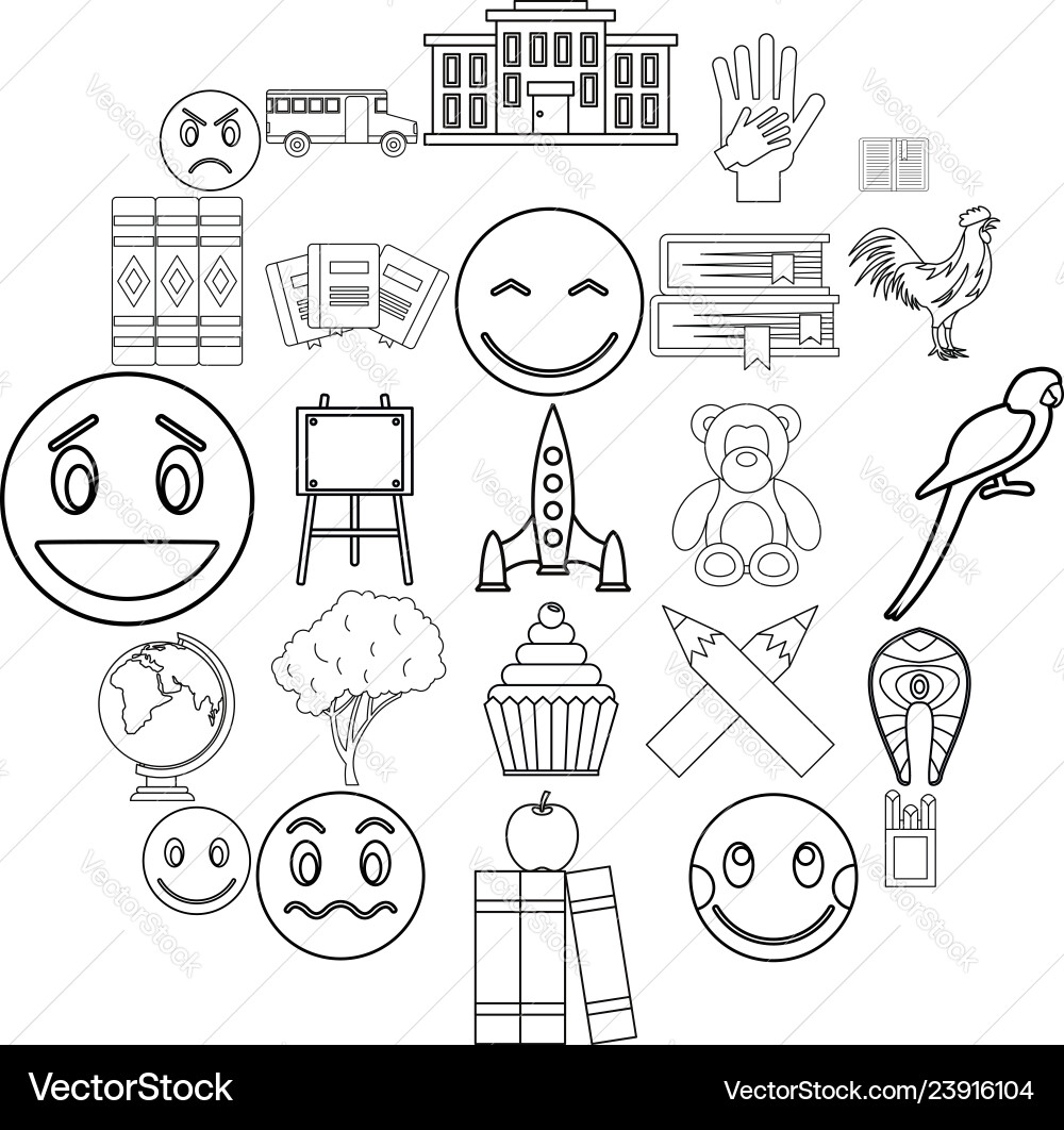 Exploring the world icons set outline style Exploring the world icons set outline style Vector Image