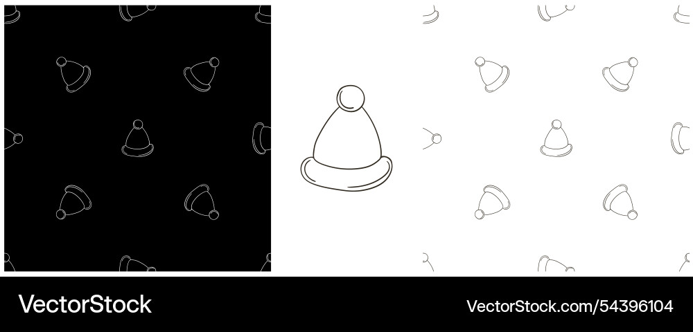 New year set monochrome pattern in hand draw style New year set monochrome pattern in hand draw style Vector Image