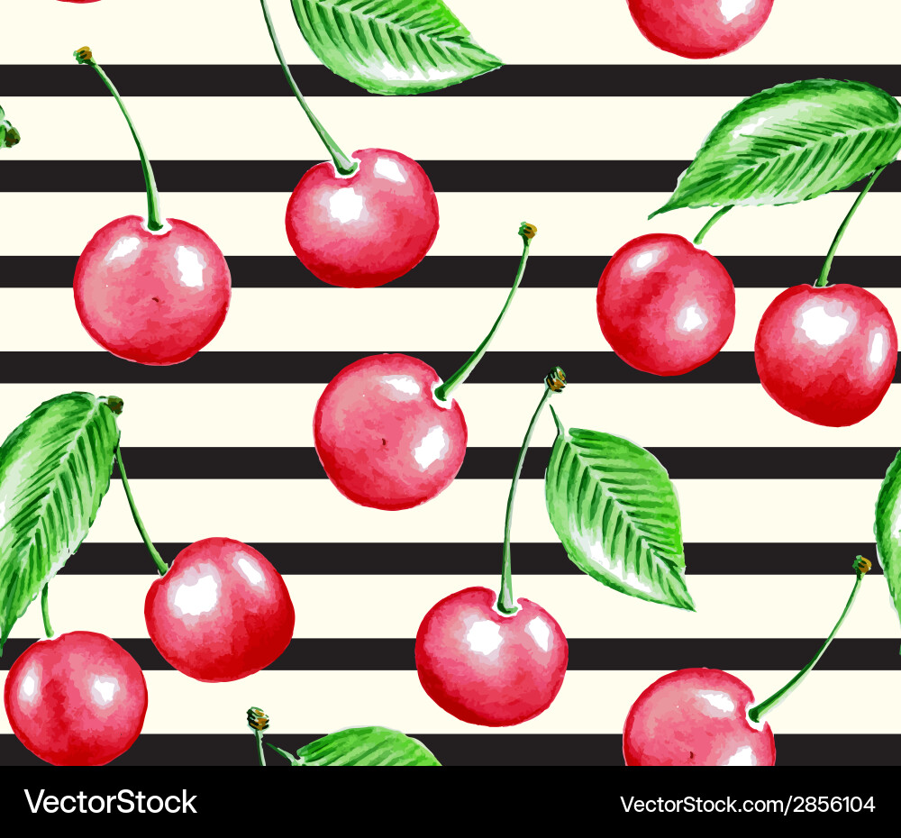 Retro Cherry & Line Pattern Vector Image