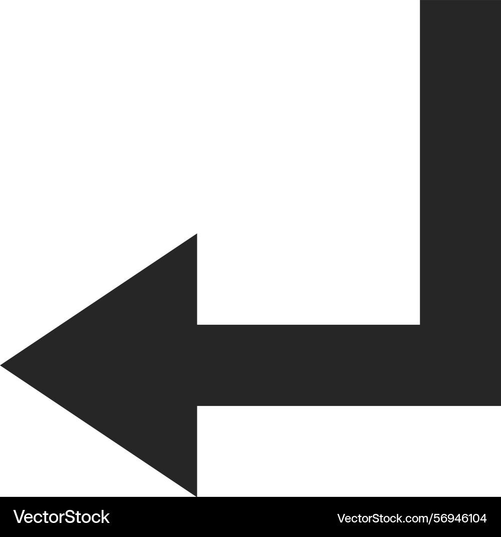 Simple black arrow pointing left and down Simple black arrow pointing left and down vector image