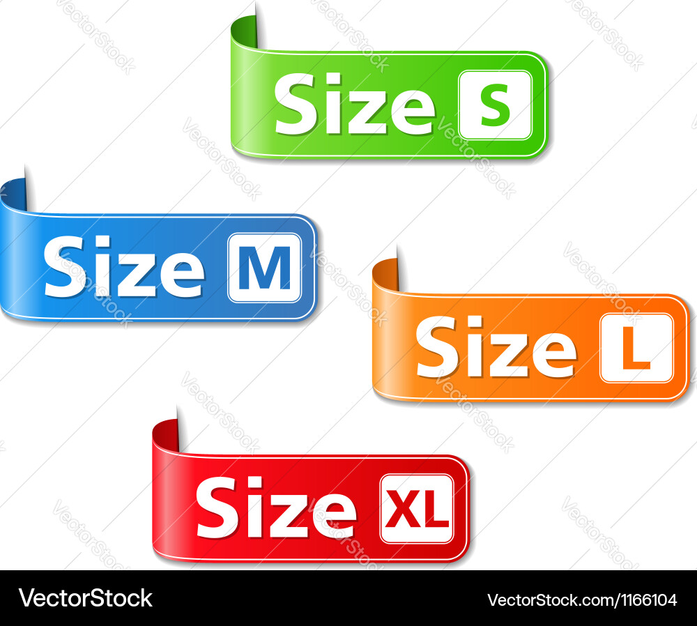 Size labels Royalty Free Vector Image - VectorStock