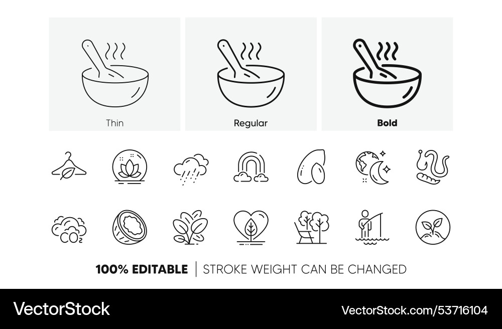 Spinach startup and fisherman line icons for web Vector Image