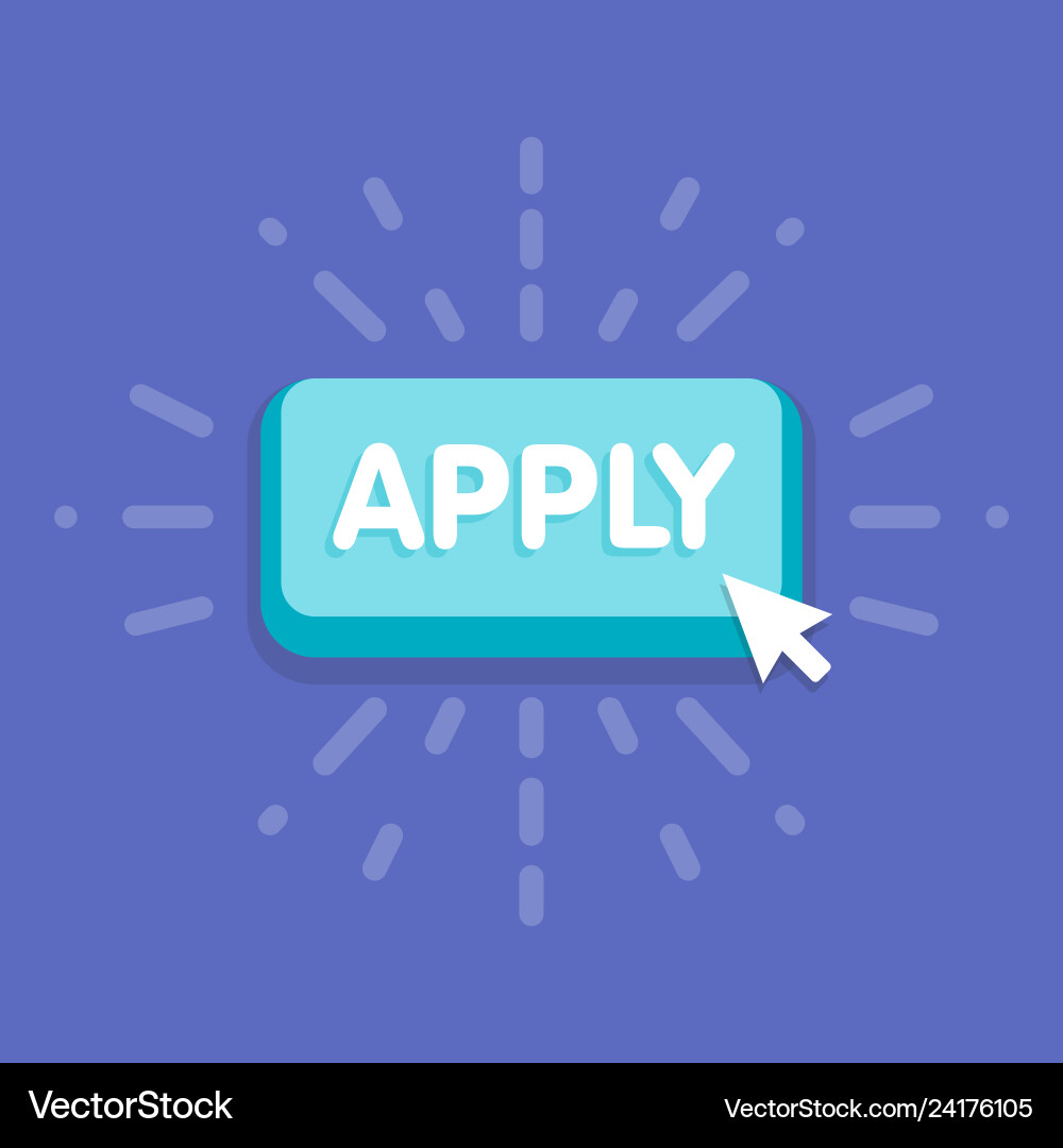 Apply button with cursor in flat design Apply button with cursor in flat design vector image