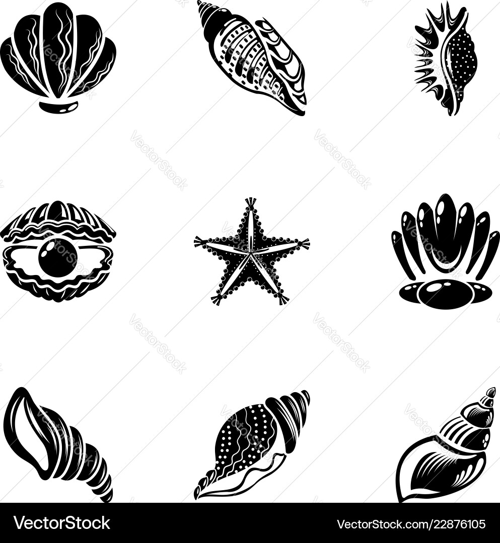 Bivalve icons set simple style Bivalve icons set simple style vector image