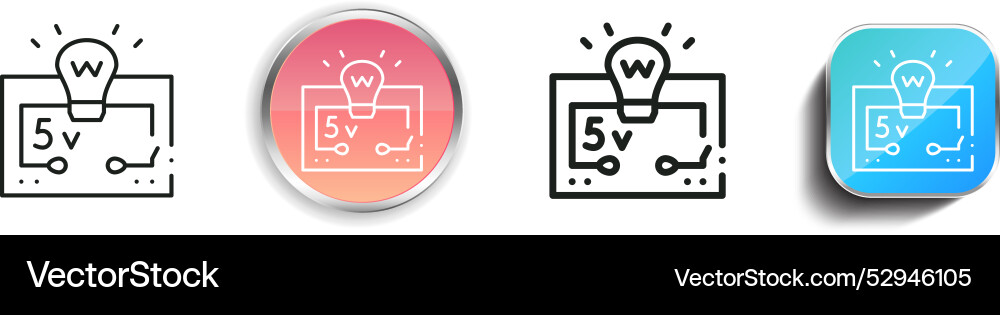 Circuit icon thin linear regular and button style Vector Image