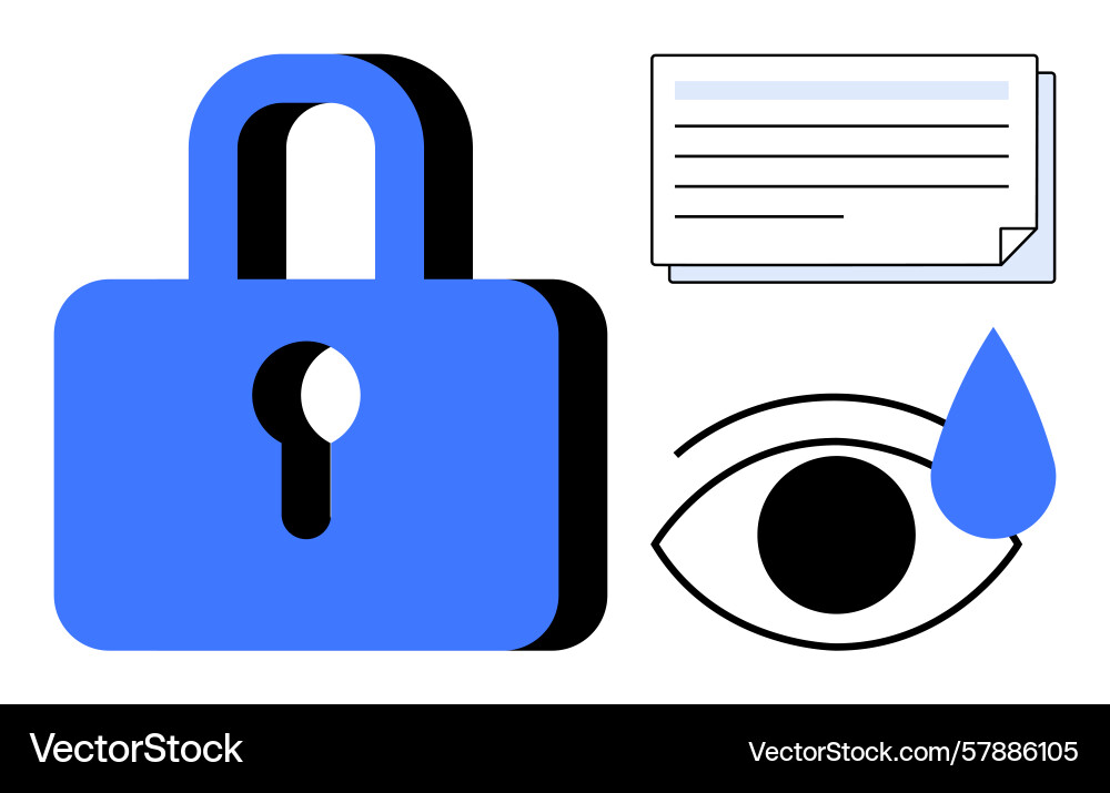 Data security represented by lock eye drop vector image