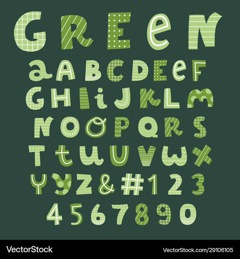 Green Alphabet Font Collection Vector Image