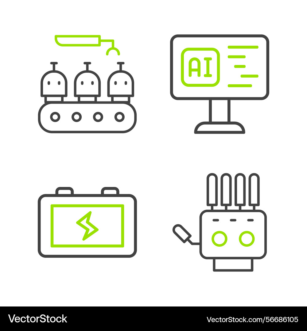 Set line mechanical robot hand battery software Set line mechanical robot hand battery software vector image