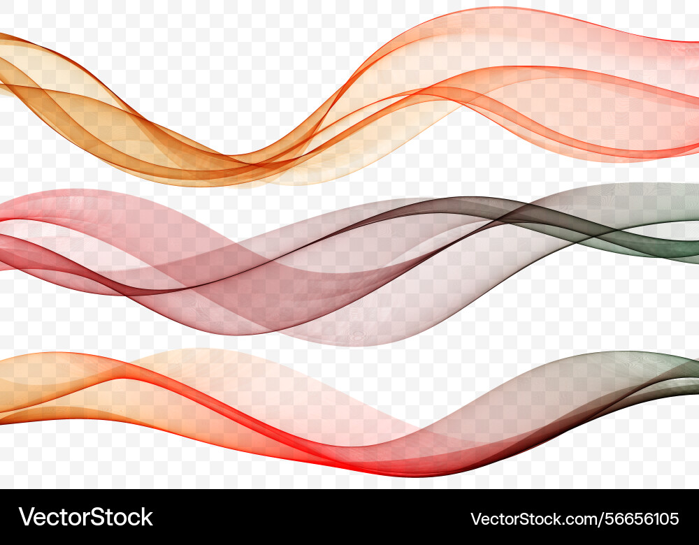 Set of abstract color waves smoky vector image