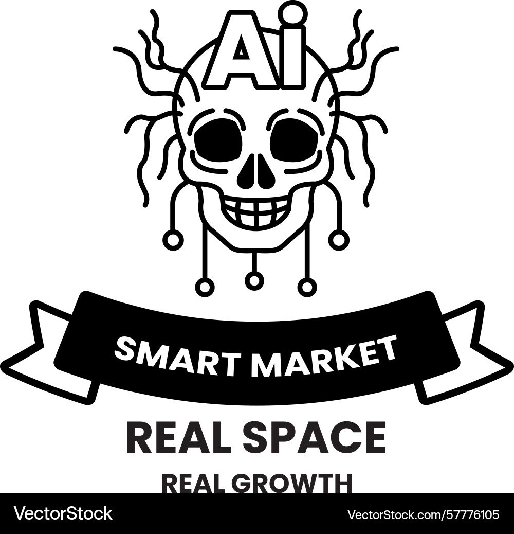 Skull with a smile on it and the word ai above Skull with a smile on it and the word ai above vector image