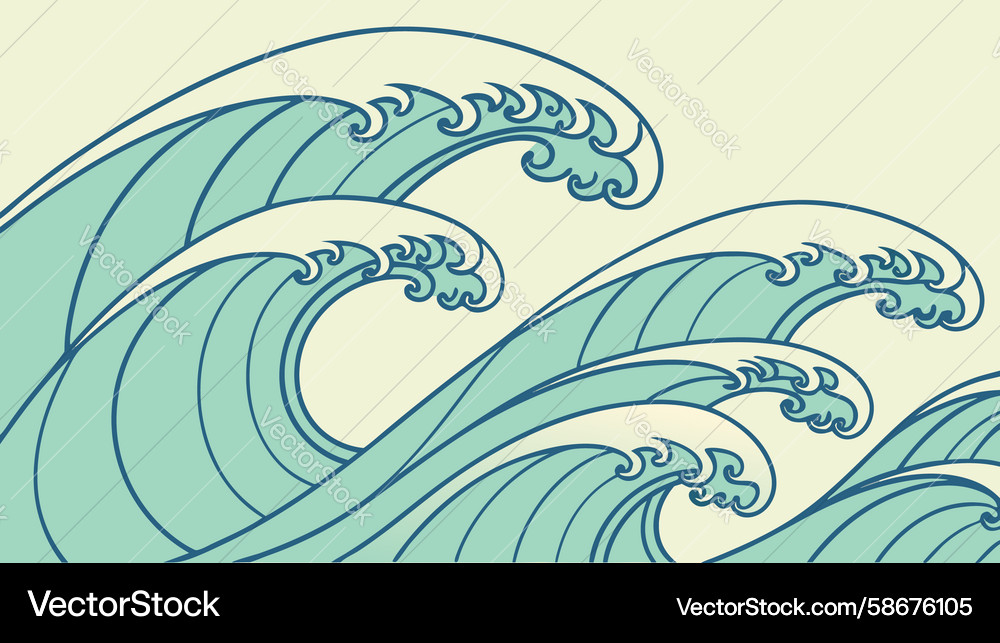 Stylized ocean waves pattern background element Vector Image