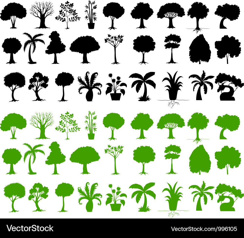 Tree Silhouettes Collection Vector Image