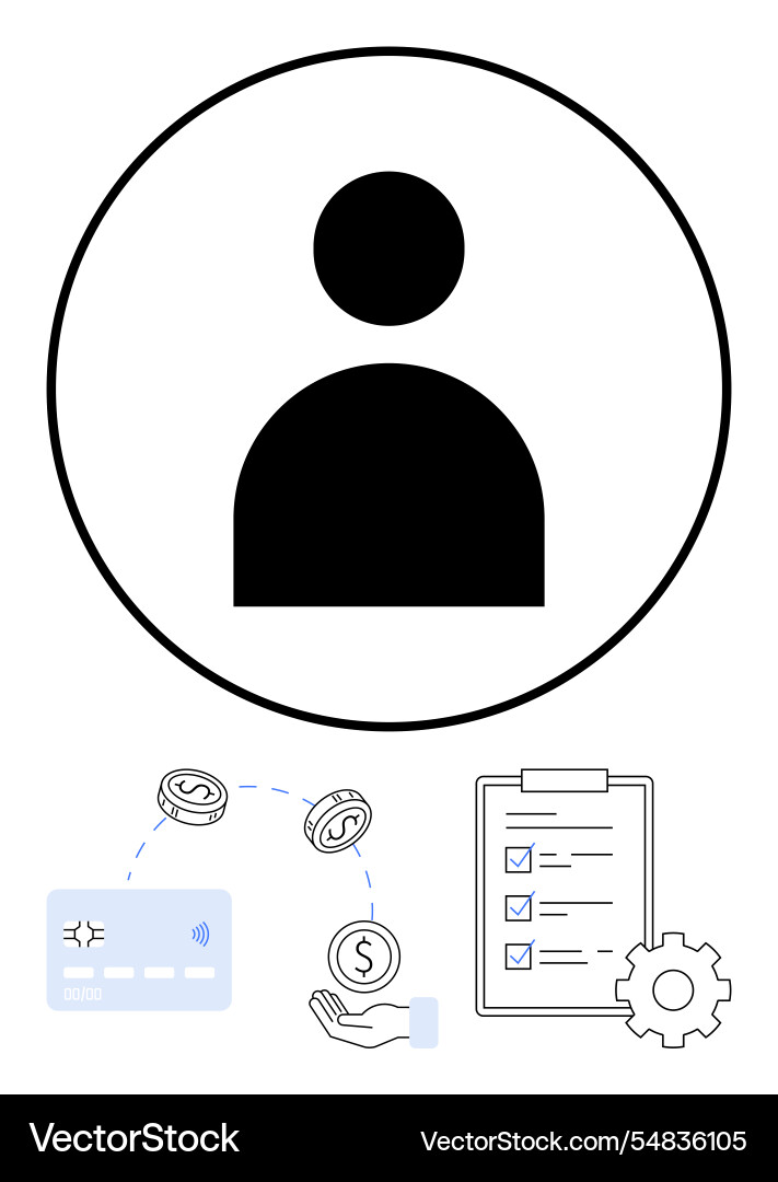 User profile centered with financial transactions User profile centered with financial transactions vector image