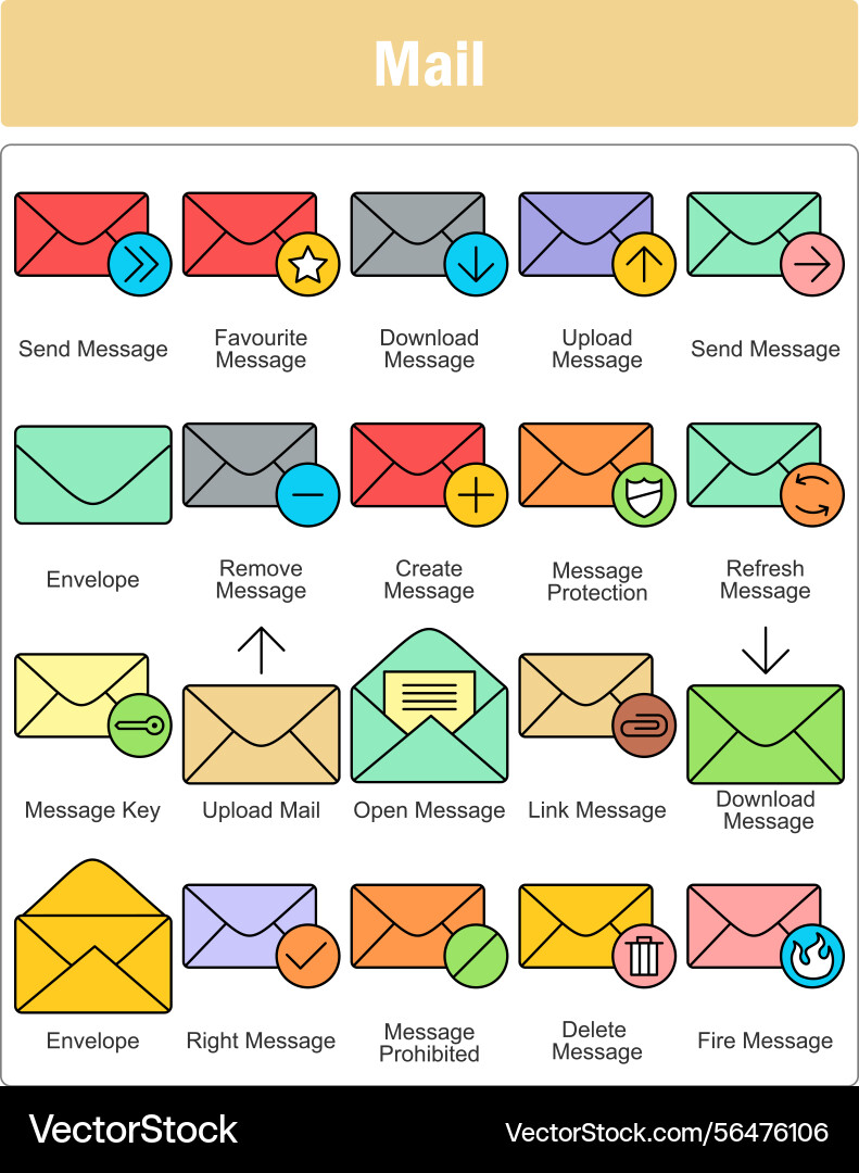 A set of 20 message icons as send vector image