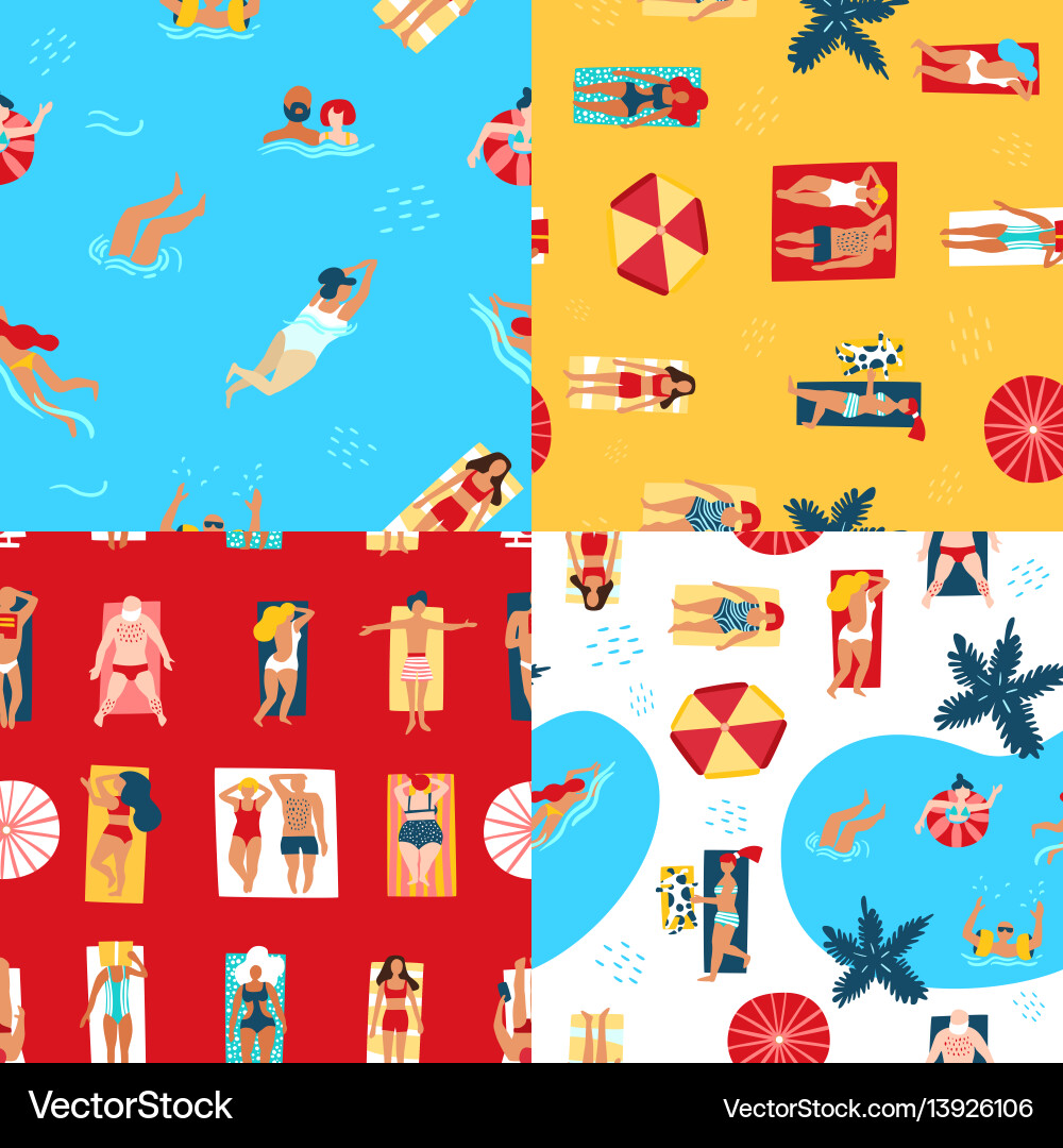 Beach and sea seamless pattern vector image