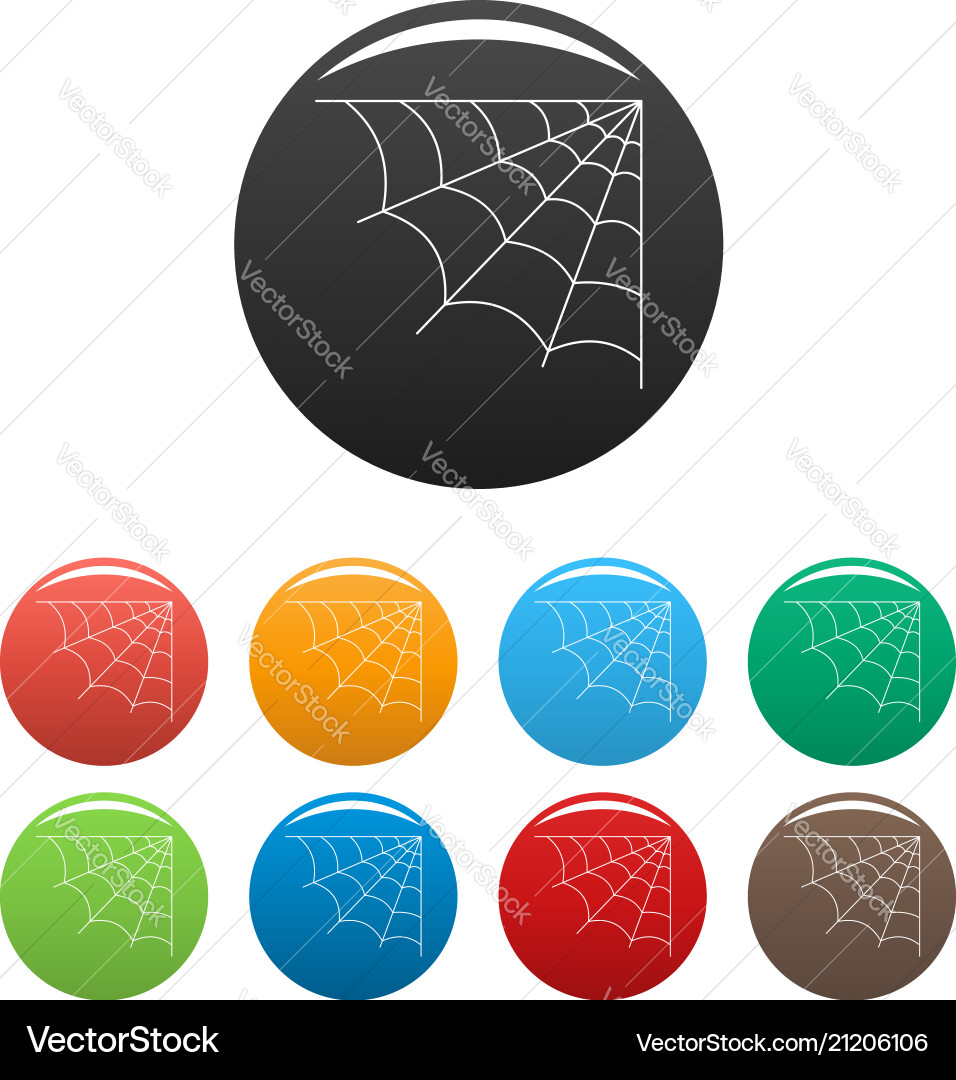 Cellular spiderweb icons set color Vector Image