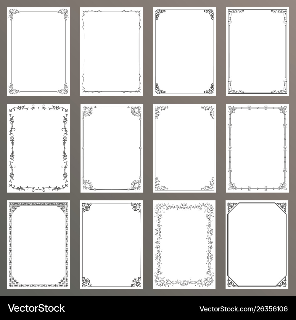 Decorative Frames & Borders Set Vector Image