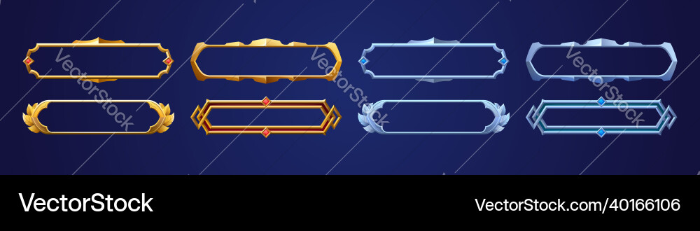 Empty rectangle frames in medieval style for game Empty rectangle frames in medieval style for game vector image