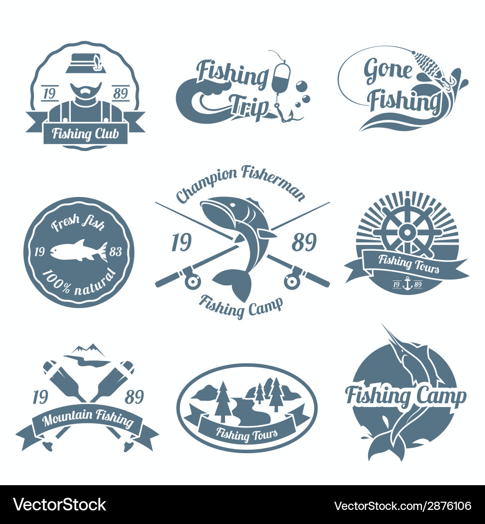 Fishing Camp Labels vector image