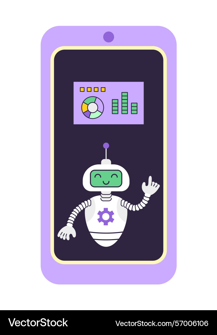 Robot and information board with diagram Vector Image