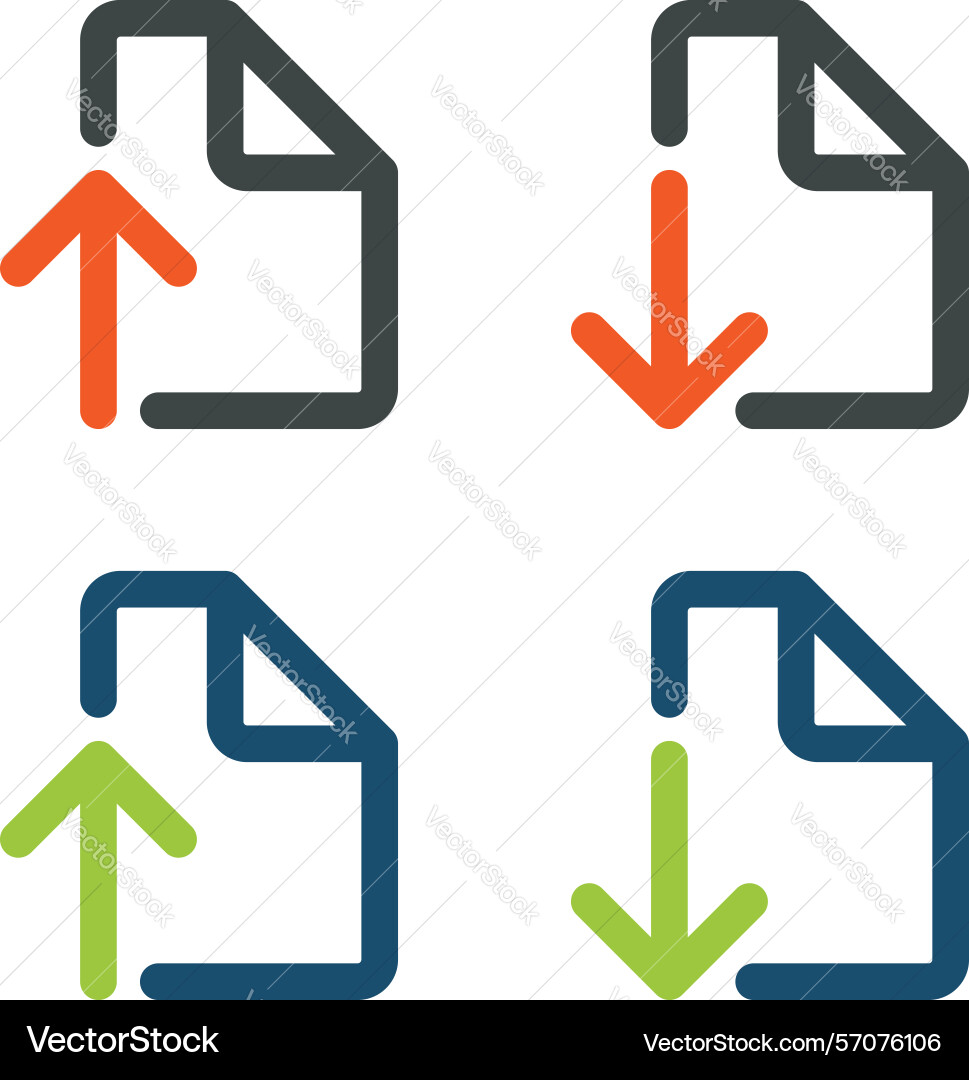 Set download and upload document icon template Set download and upload document icon template vector image