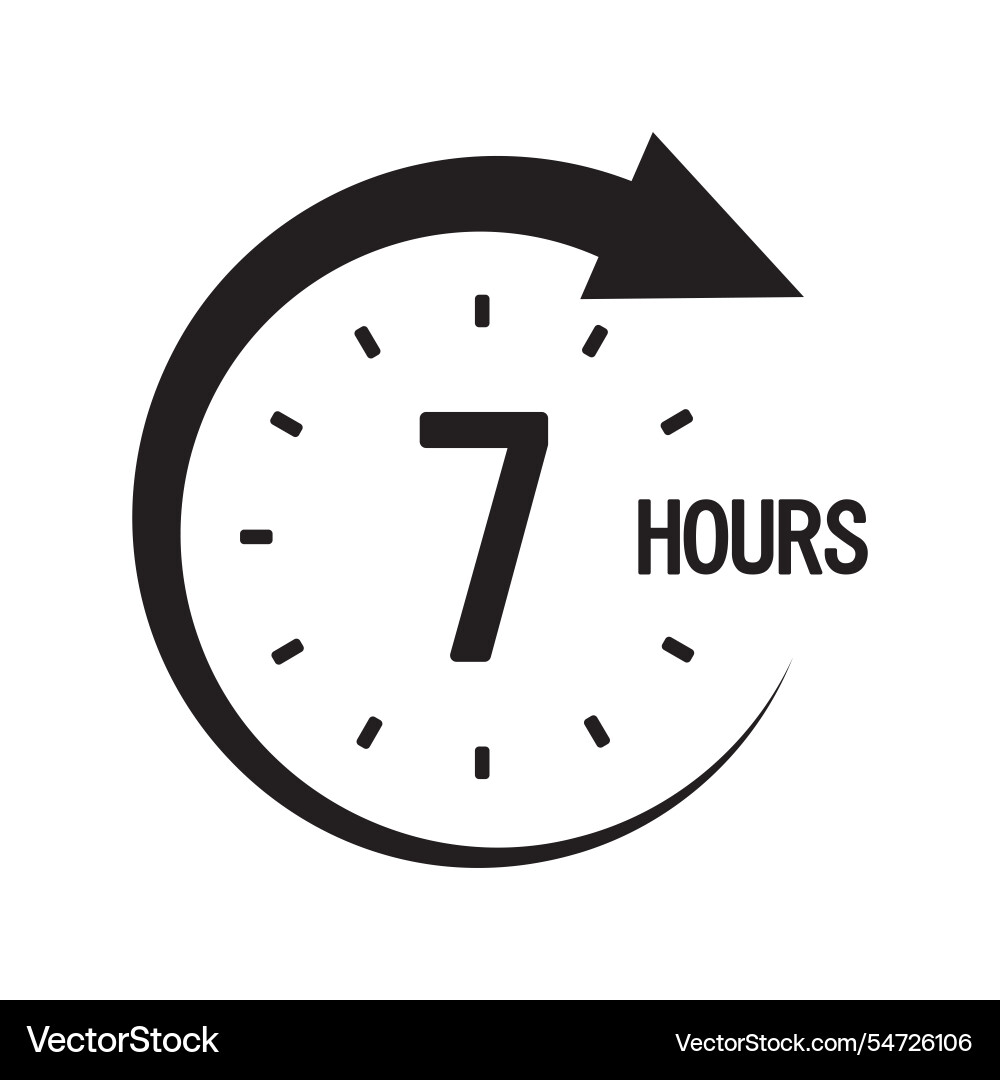 Seven hours icon bold 7 text circular clock Vector Image