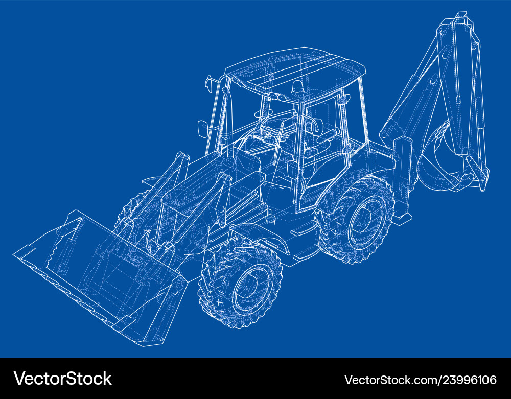 Sketch of loading shovel with back actor Sketch of loading shovel with back actor vector image