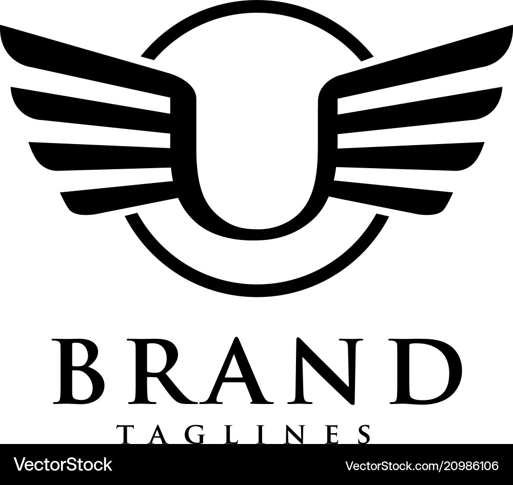 U with Wings Logo Vector Image