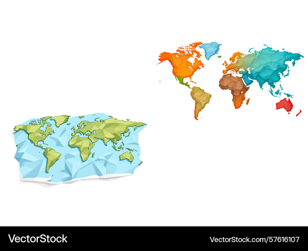 Ai-generated colorful polygonal world map showing Vector Image