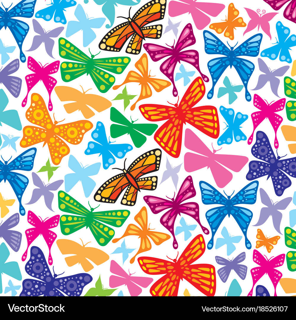 Background pattern with butterflies icons vector image