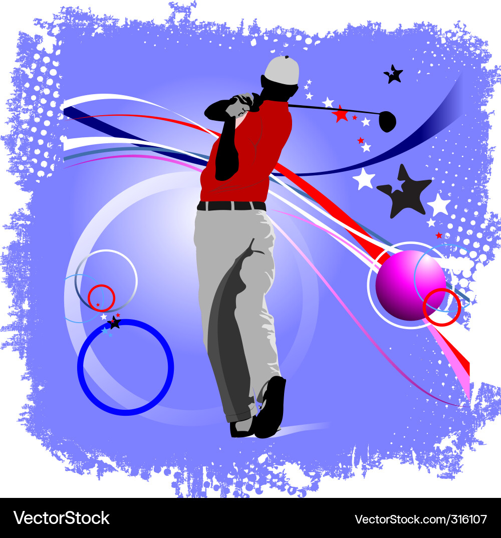 Golfer Silhouette on Background Vector Image