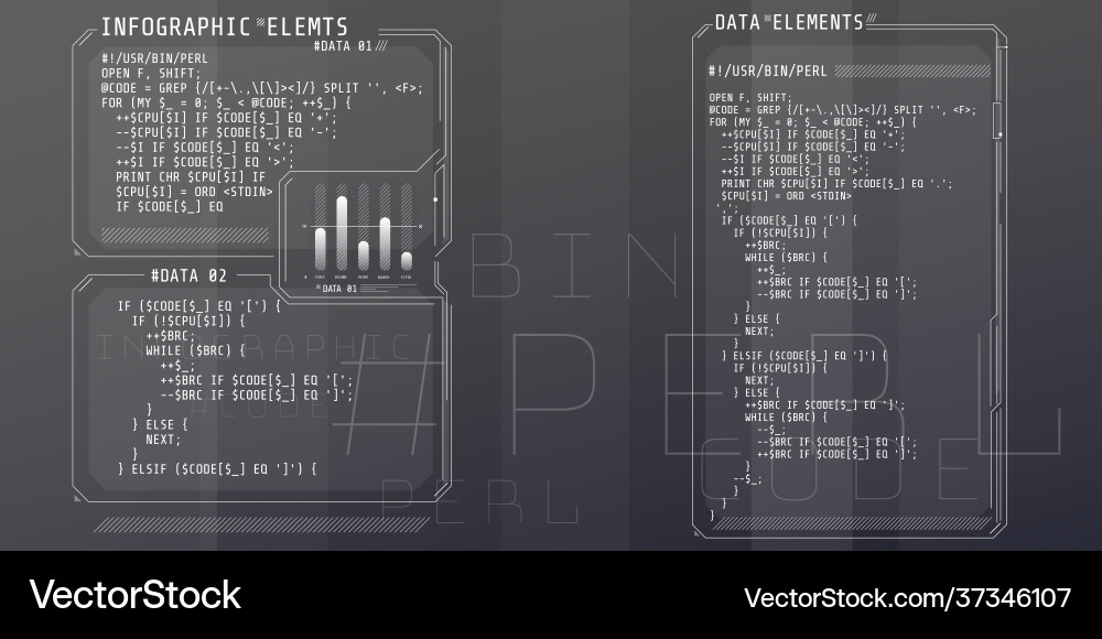 Hud Schnittstellenelemente mit Teilcode perl Hud Schnittstellenelemente mit Teilcode perl vektorbild