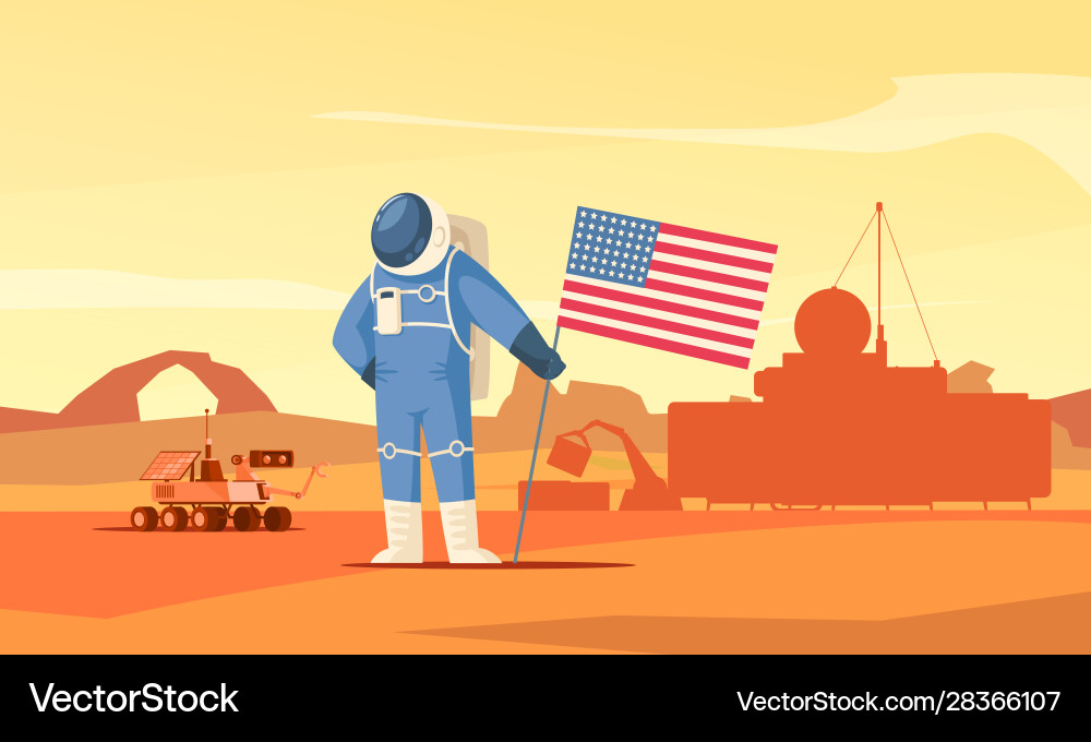 Mars colonization flag composition vector image