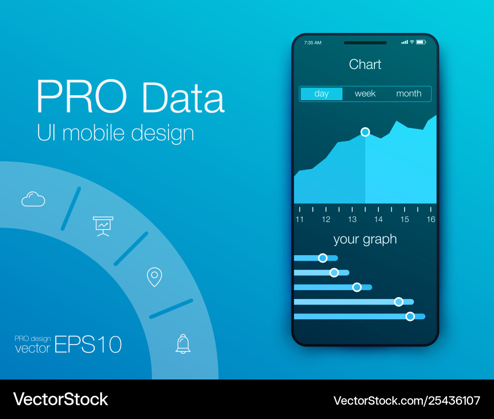 Mobile phone application for analytics stock Mobile phone application for analytics stock vector image