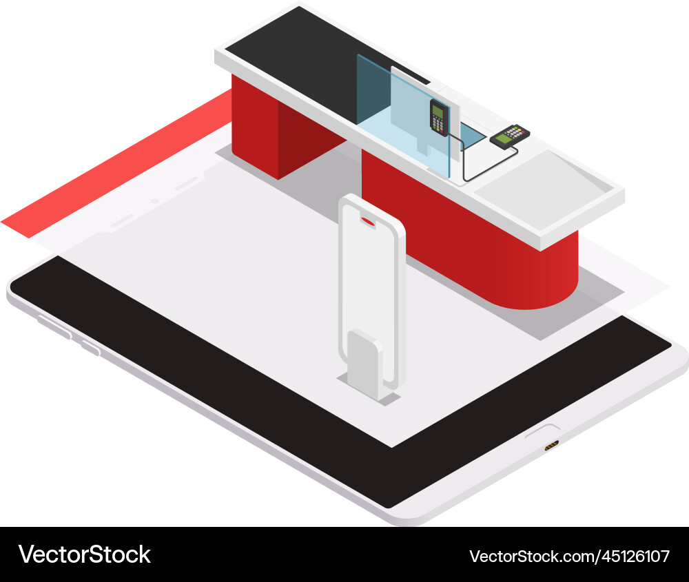 Mobile supermarket checkout composition vector image