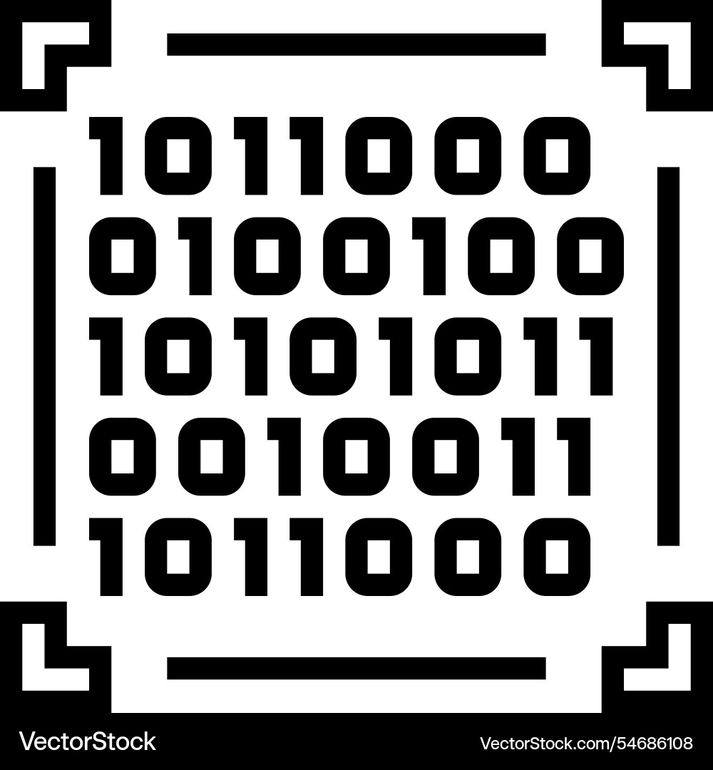 Binärcode Big Data Line Icon Binärcode Big Data Line Icon vektorbild