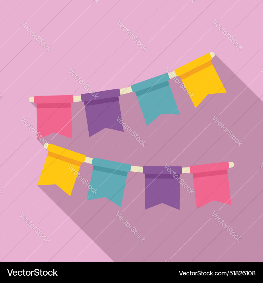 Colorful flags hanging on string creating festive Colorful flags hanging on string creating festive Vector Image