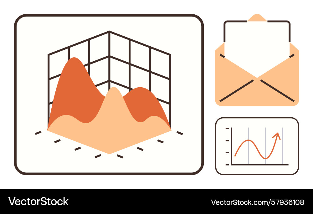 Data visualization with 3d chart envelope Vector Image
