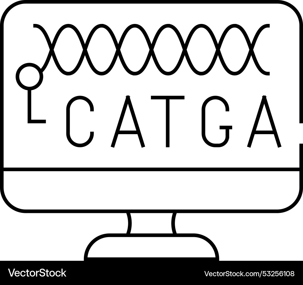Dna on computer screen line icon Dna on computer screen line icon vector image