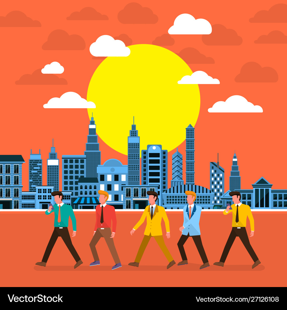 Flat design concept businessman walking on city Flat design concept businessman walking on city vector image