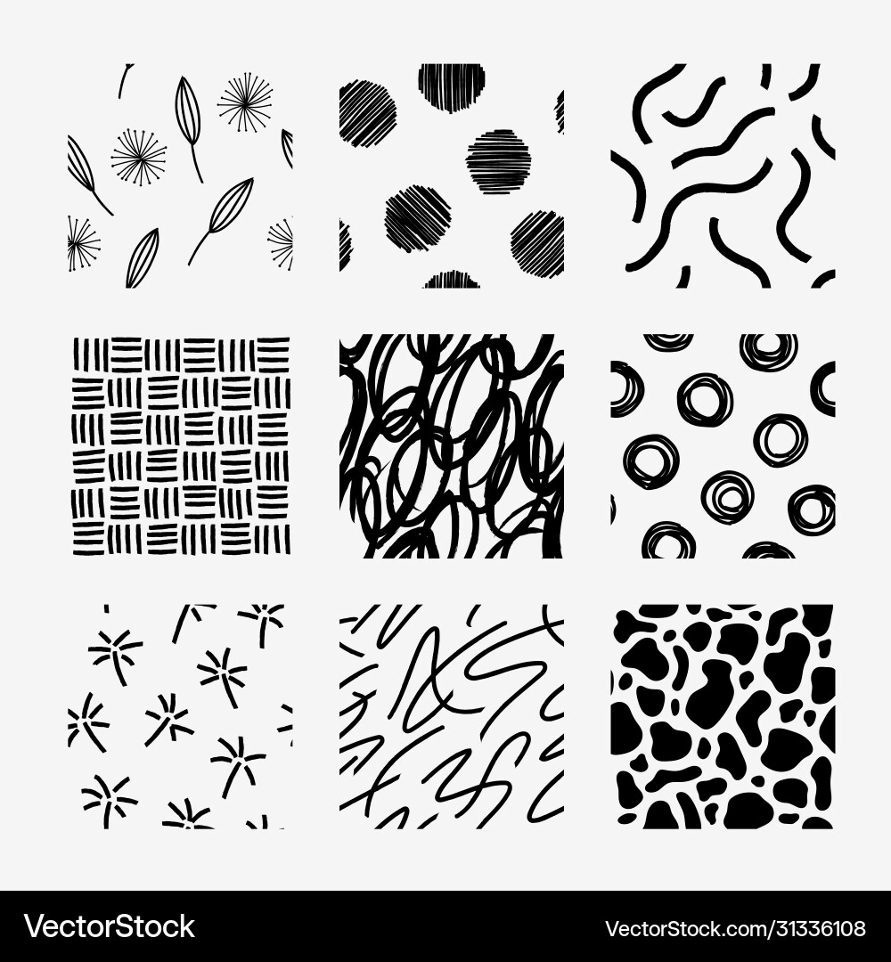 Hand draw pattern swatch set Royalty Free Vector Image