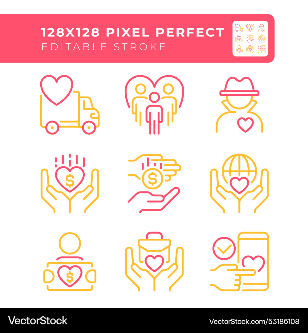 Helping hands two color line icons set Helping hands two color line icons set vector image