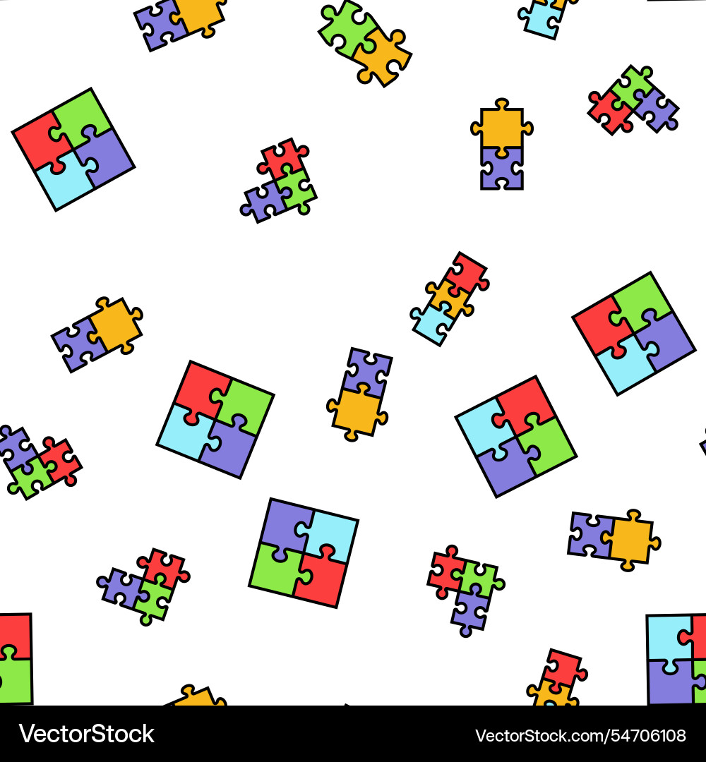 Puzzle jigsaw piece business seamless pattern Vector Image