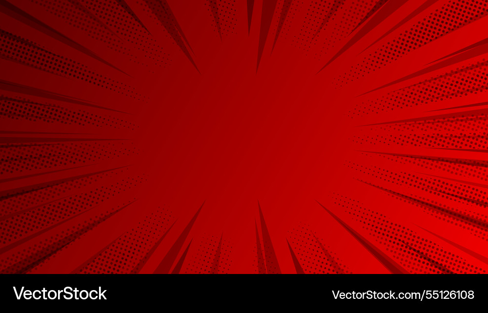 Red background with rays and halftone dots Red background with rays and halftone dots vector image
