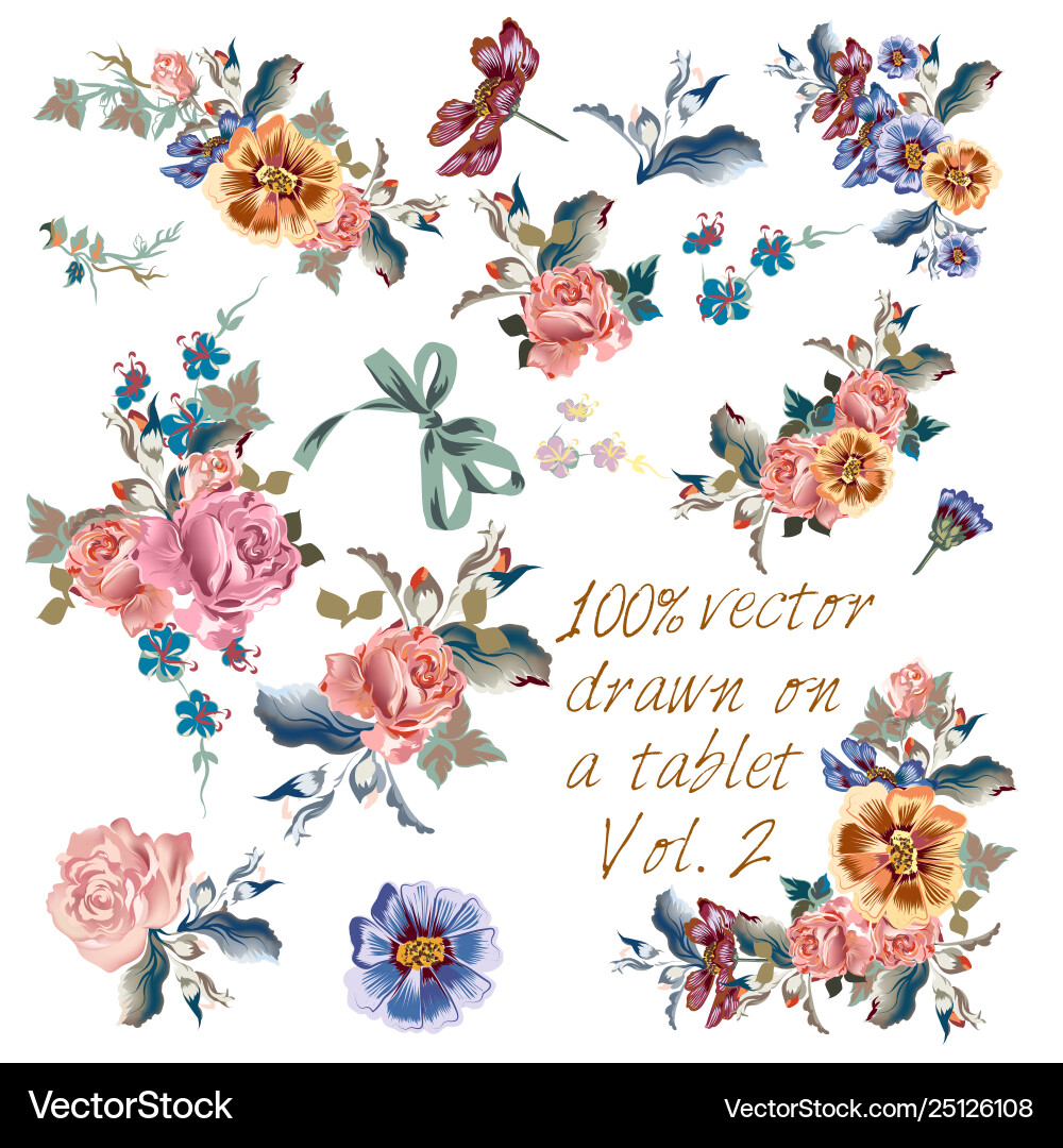 Sammlung Hand gezogen Blumen in Aquarell Stil Sammlung Hand gezogen Blumen in Aquarell Stil vektorbild