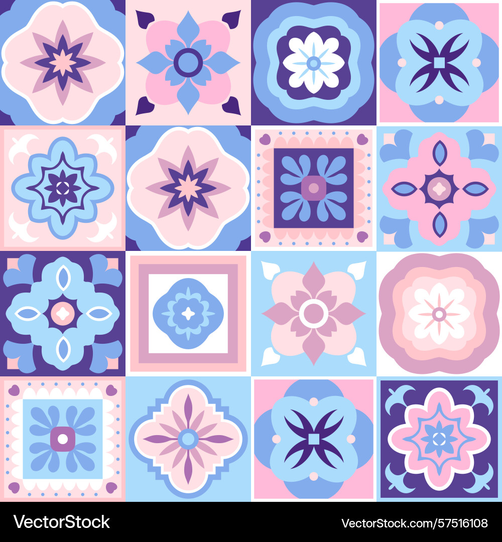 Seamless pattern with decorative tiles showing Vector Image