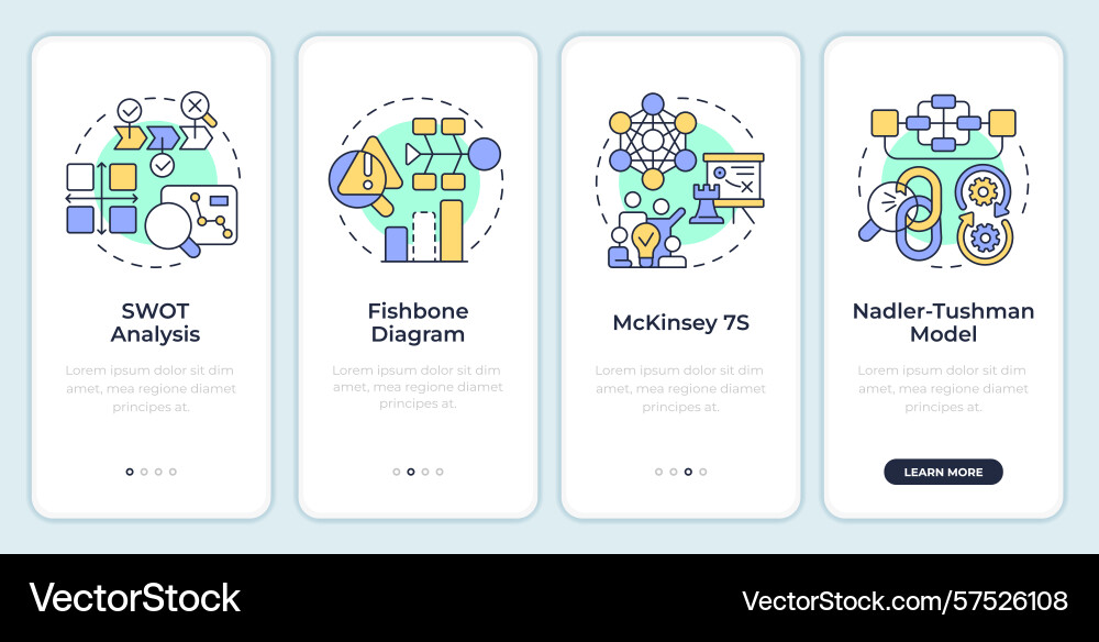Tools of gap analysis onboarding mobile app screen Vector Image
