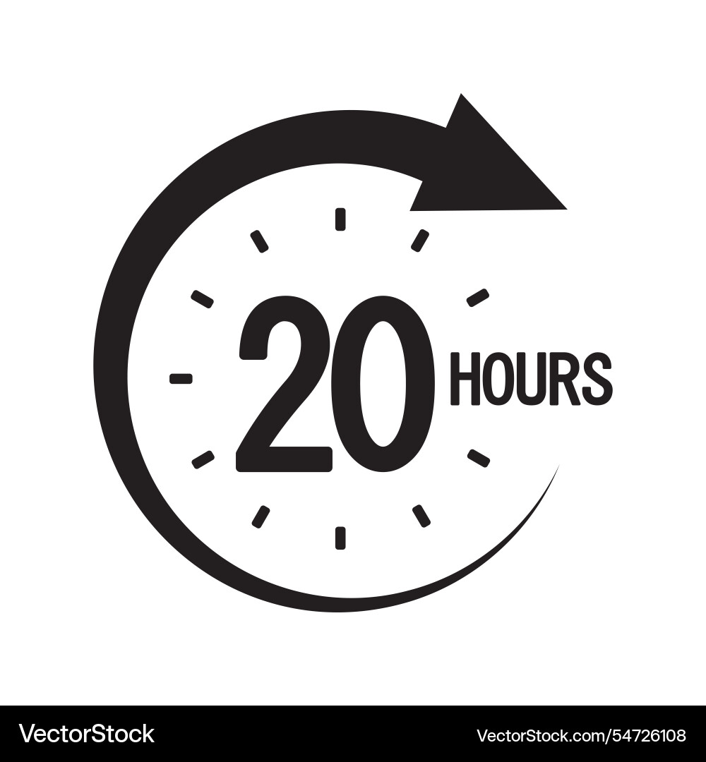Twenty hours icon large number circular vector image