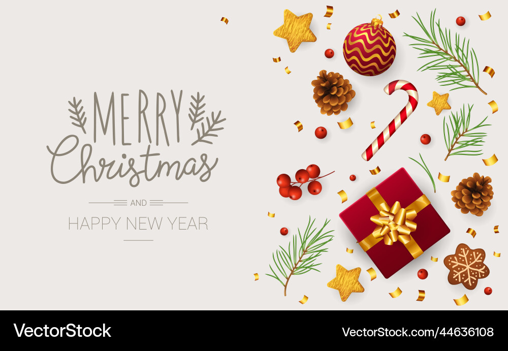 Weihnachts- und Neujahr Feste Flatlay Vektorbild