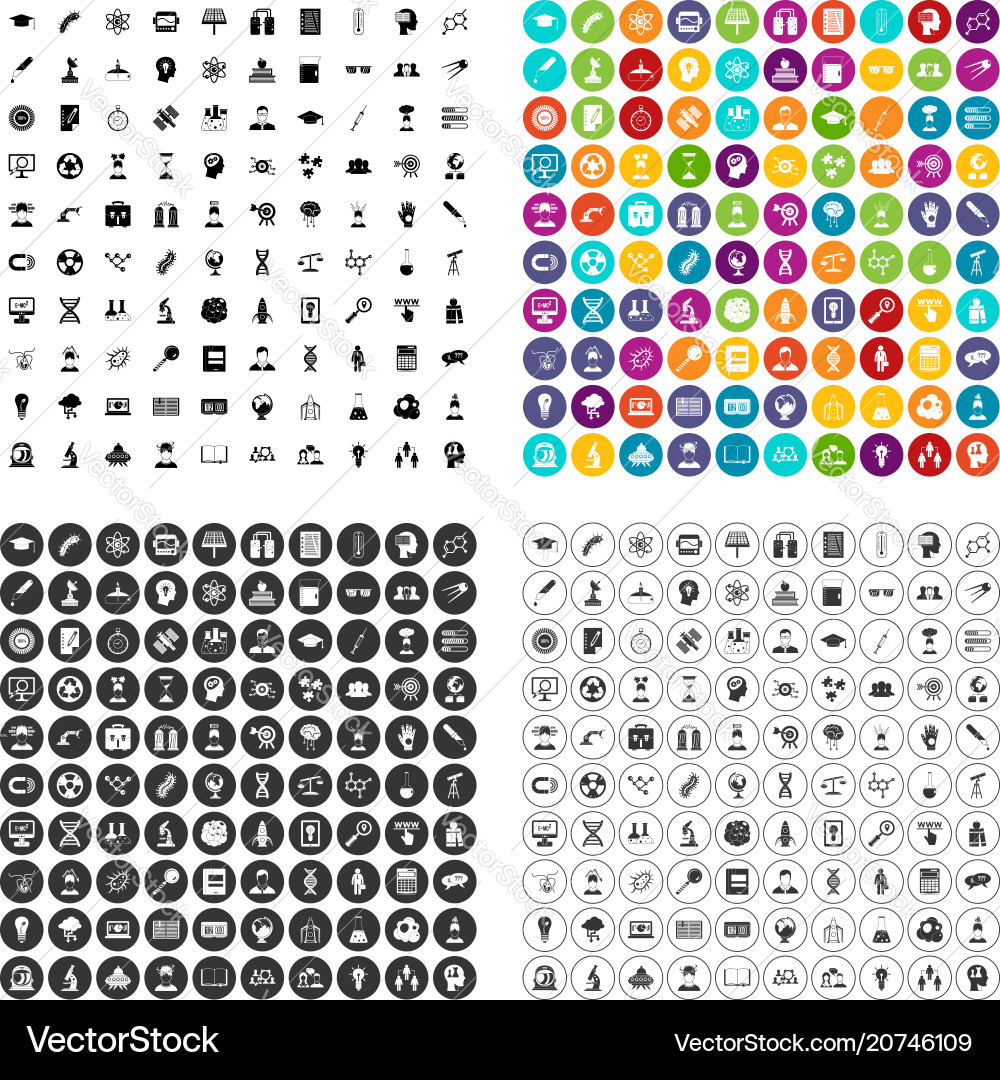 100 science brainstorm icons set variant Vector Image